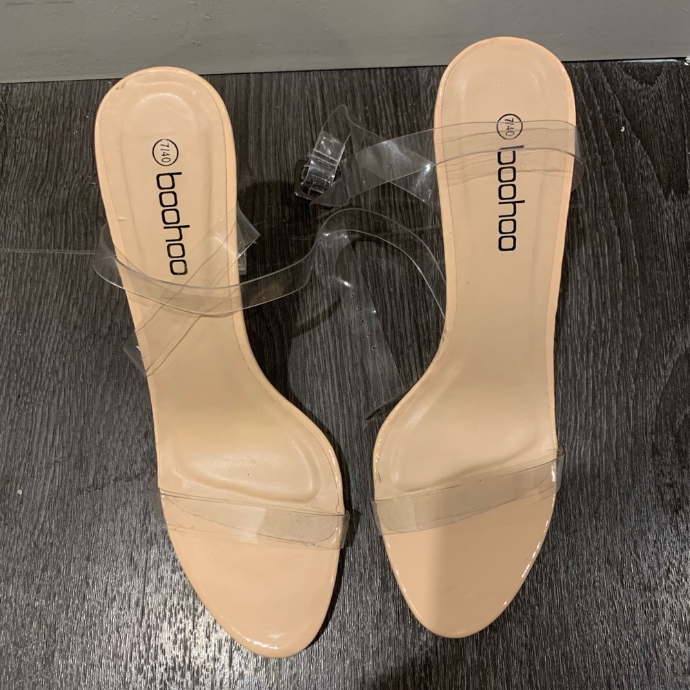 BooHoo Clear Heel and Strap Block Heels